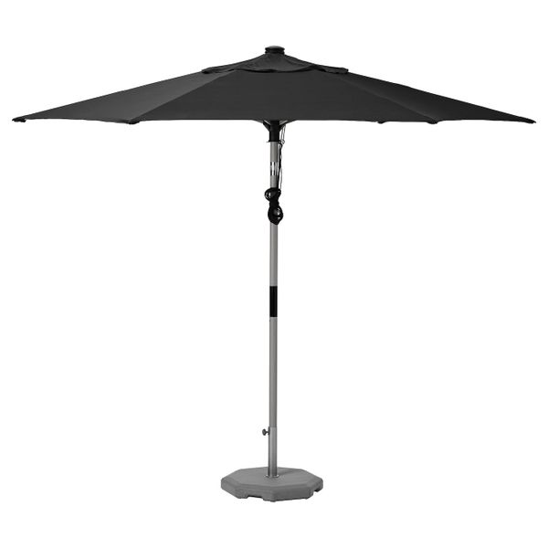 Зонт от солнца с опорой, под серое дерево черный/Хювон 300 см IKEA BETSÖ БЕТСО / LINDÖJA ЛИНДЭЙА 093.247.93 - фото 1