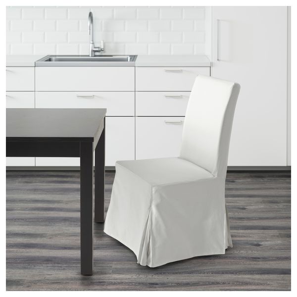 Стул с длинным чехлом ХЕНРИКСДАЛЬ, коричнево-чёрный, Блекинге белый - фото 2