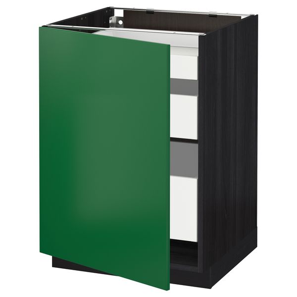 Напольный шкаф с 1 дверцей, 3 ящика МЕТОД / МАКСИМЕРА, черный, Флэди зеленый - схема-чертеж с размерами