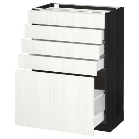 Напольный шкаф с 5 ящиками МЕТОД / МАКСИМЕРА, черный, Росдаль белый