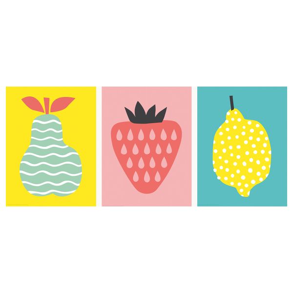 Набор постеров, 3 штуки ТРИЛЛИНГ, Три фрукта (30x40 см) - схема-чертеж с размерами