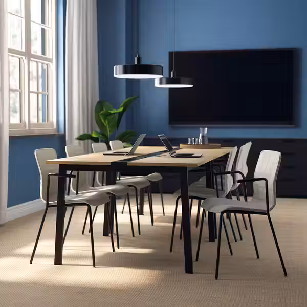 MITTZON МИТТЗОН Конференц-стол - дубовый шпон/чёрный 120x108x75 см - фото 2