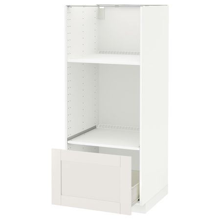 Высокий шкаф с ящиком для духовки/СВЧ, белый/Сэведаль белый 60x60x140 см IKEA МЕТОД / ФОРВАРА 792.664.12
