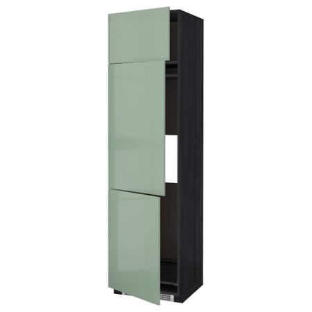Высокий шкаф для холодильника или морозильника, с 3 дверями МЕТОД, черный, Калларп светло-зеленый