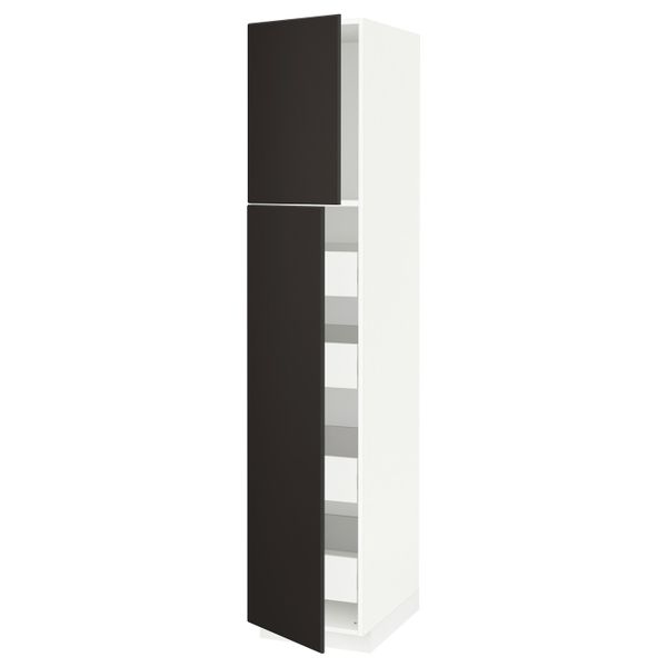 Высокий шкаф/2дверцы/4ящика, белый/Кунгсбакка антрацит 40x60x200 см IKEA МЕТОД / ФОРВАРА 593.838.17 - схема-чертеж с размерами