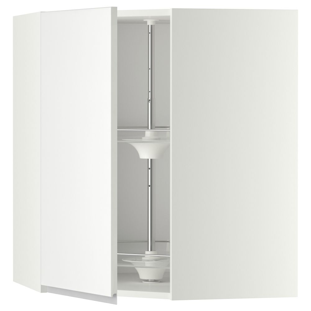 Угловой навесной шкаф с вращающейся секцией МЕТОД, белый, Нодста белый - схема-чертеж с размерами