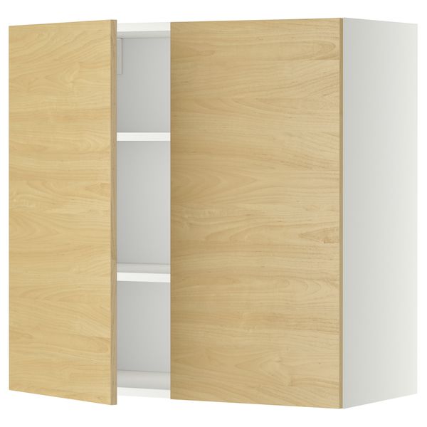 Навесной шкаф с полками, 2 дверцы МЕТОД, белый, Тингсрид береза - схема-чертеж с размерами