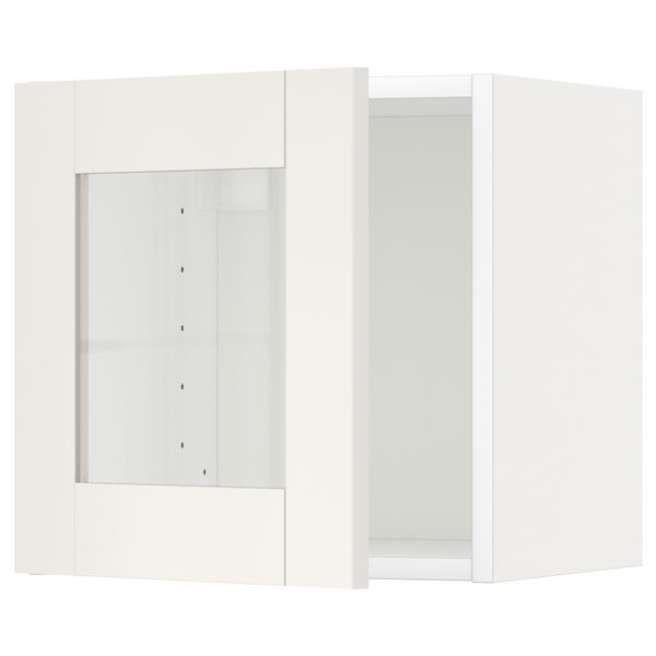 Навесной шкаф со стеклянной дверью МЕТОД, белый, Сэведаль белый (40x40 см) - схема-чертеж с размерами