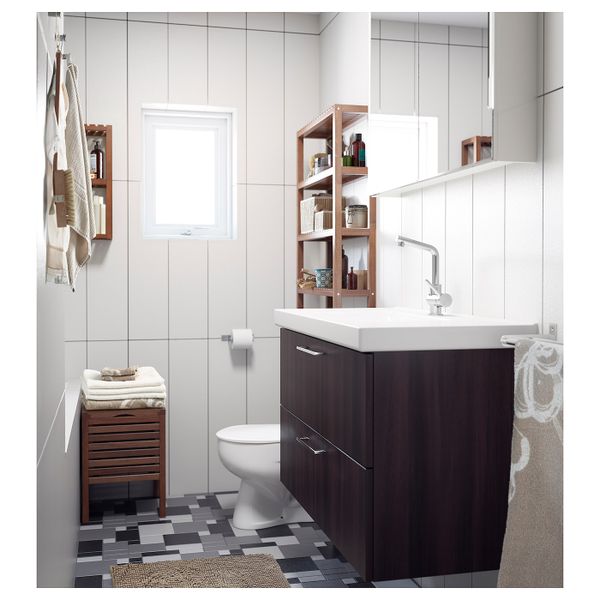 Смеситель для раковины с выпуском, цвет нержавеющей стали IKEA LUNDSKÄR ЛУНДШЭР 703.473.09 - фото 4