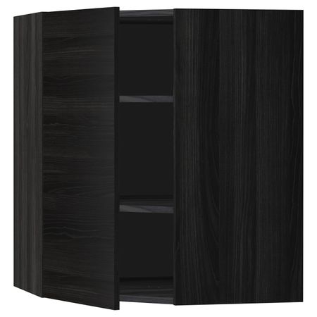 Угловой навесной шкаф с полками, черный, Тингсрид черный 68x80 см IKEA МЕТОД 292.323.25
