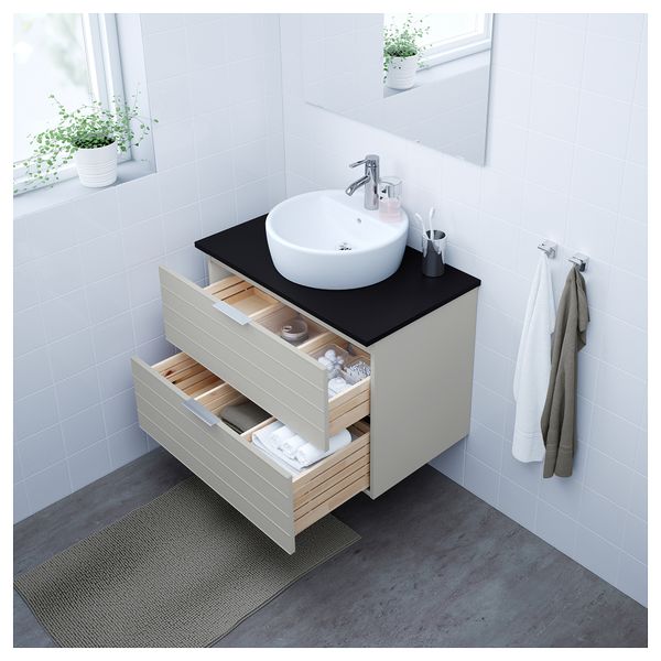 Шкаф п-раковину/столешн45/раковина ГОДМОРГОН/ТОЛКЕН / ТОРНВИКЕН, светло-серый, антрацит (82x49x74 см) - схема-чертеж с размерами