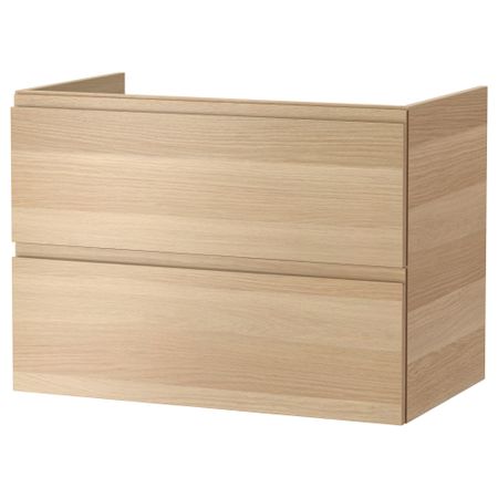 Шкаф для раковины с 2 ящиками, 80x47x58 см, под беленый дуб IKEA GODMORGON ГОДМОРГОН 802.261.99