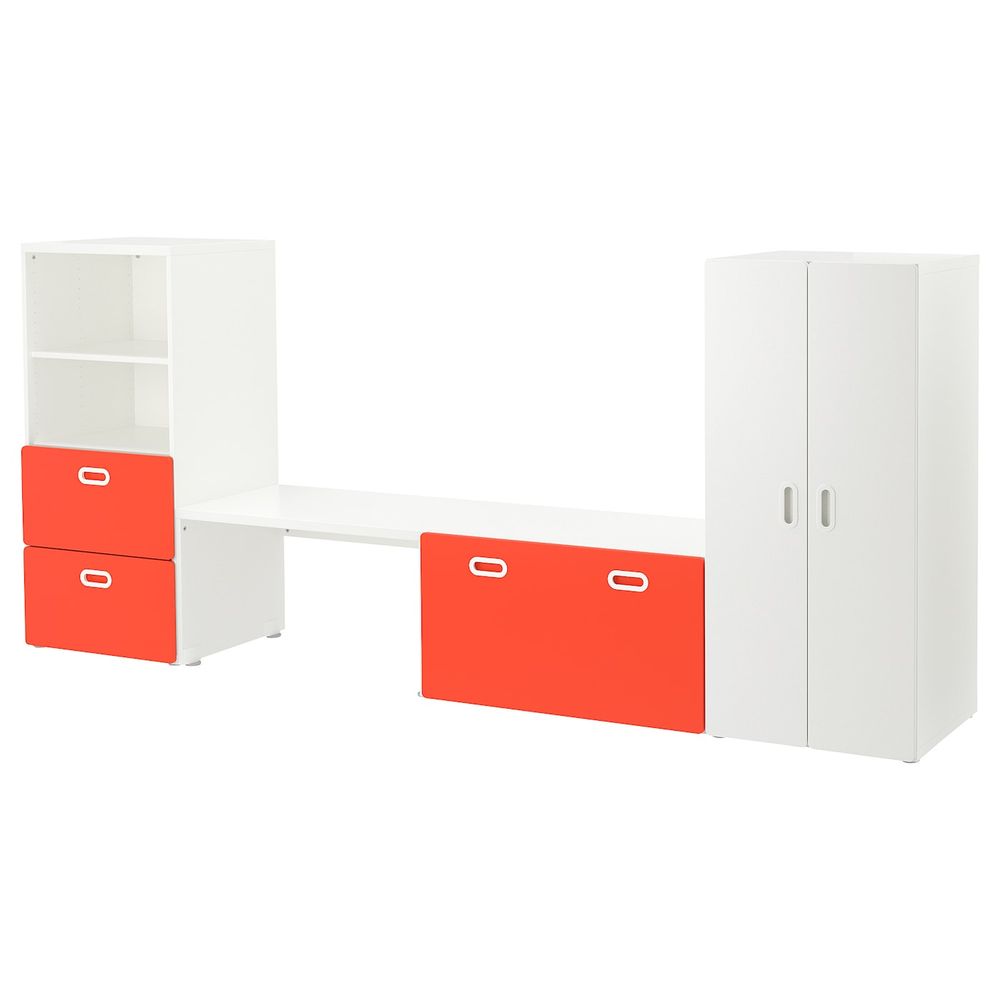 Комбинация для хранения, белый, красный 300x50x128 см IKEA СТУВА / ФРИТИДС 192.531.44 - фото 1