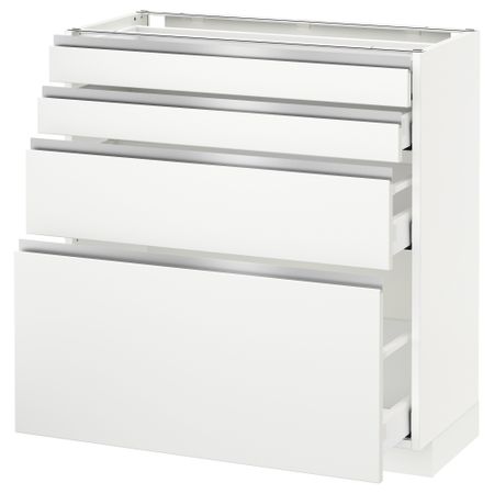 Напольный шкаф 4 фронтальных панели, 4 ящика МЕТОД / МАКСИМЕРА, белый, Нодста белый