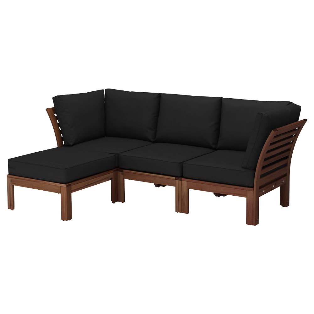 3-местный диван + табурет для ног, садовый ЭПЛАРО, коричневая морилка, Кунгсэ черный - схема-чертеж с размерами