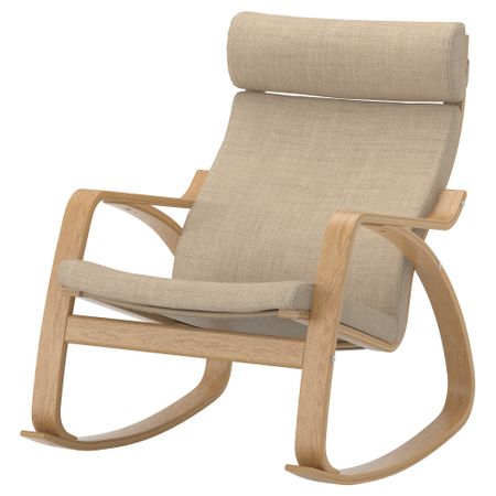 Кресло-качалка ПОЭНГ, дубовый шпон, Исунда бежевый