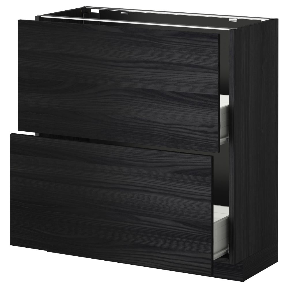 Напольный шкаф с 2 ящиками МЕТОД / ФОРВАРА, черный, Тингсрид черный - схема-чертеж с размерами