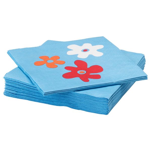 Салфетка бумажная, цветок, синий, 24x24 см IKEA СОММАР 2019 804.295.21 - фото 1