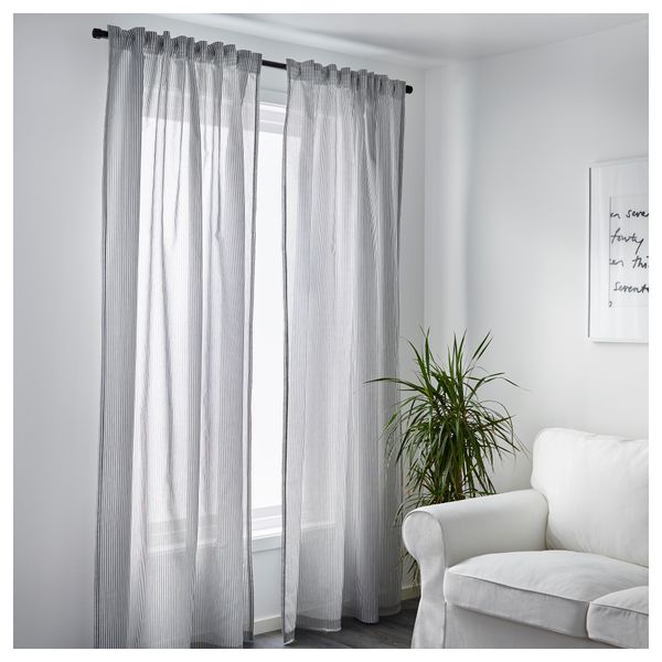Гардины, 1 пара ГУЛЬСПОРРЕ, белый, серый (145x300 см) - фото 2