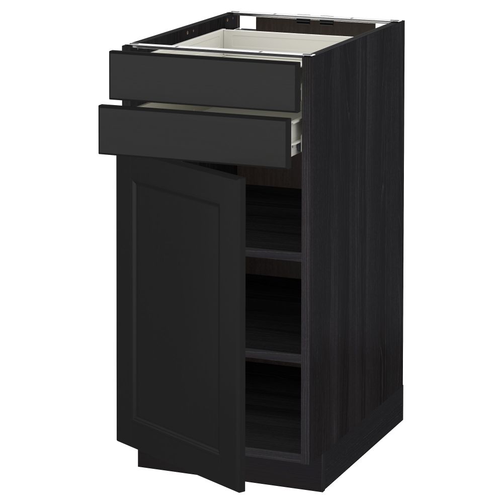 Напольный шкаф с дверцей, 2 ящиками МЕТОД / ФОРВАРА, черный, Лаксарби черно-коричневый - схема-чертеж с размерами