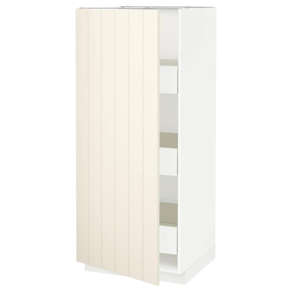 Высокий шкаф с ящиками, белый/Хитарп белый с оттенком 60x60x140 см IKEA МЕТОД / ФОРВАРА 693.660.87 - схема-чертеж с размерами