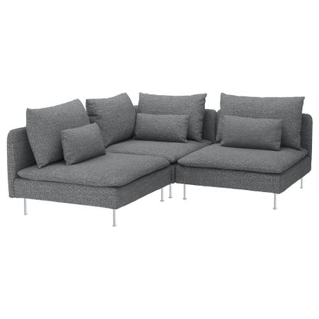 3-местный угловой диван, Lejde серый-черный IKEA SÖDERHAMN 992.918.54