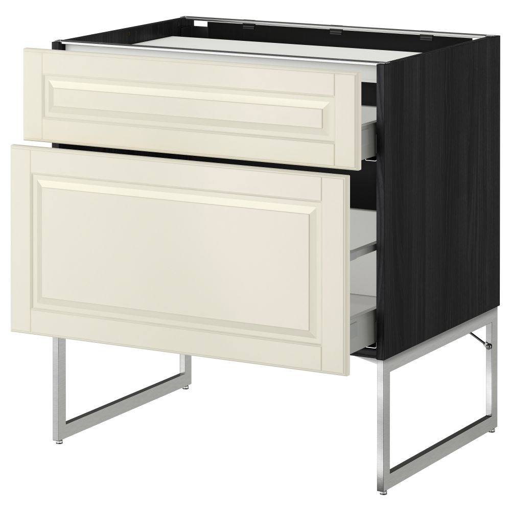 Напольный шкаф, 2 фронтальных панели, 3 ящика МЕТОД / МАКСИМЕРА, черный, Будбин белый с оттенком - схема-чертеж с размерами