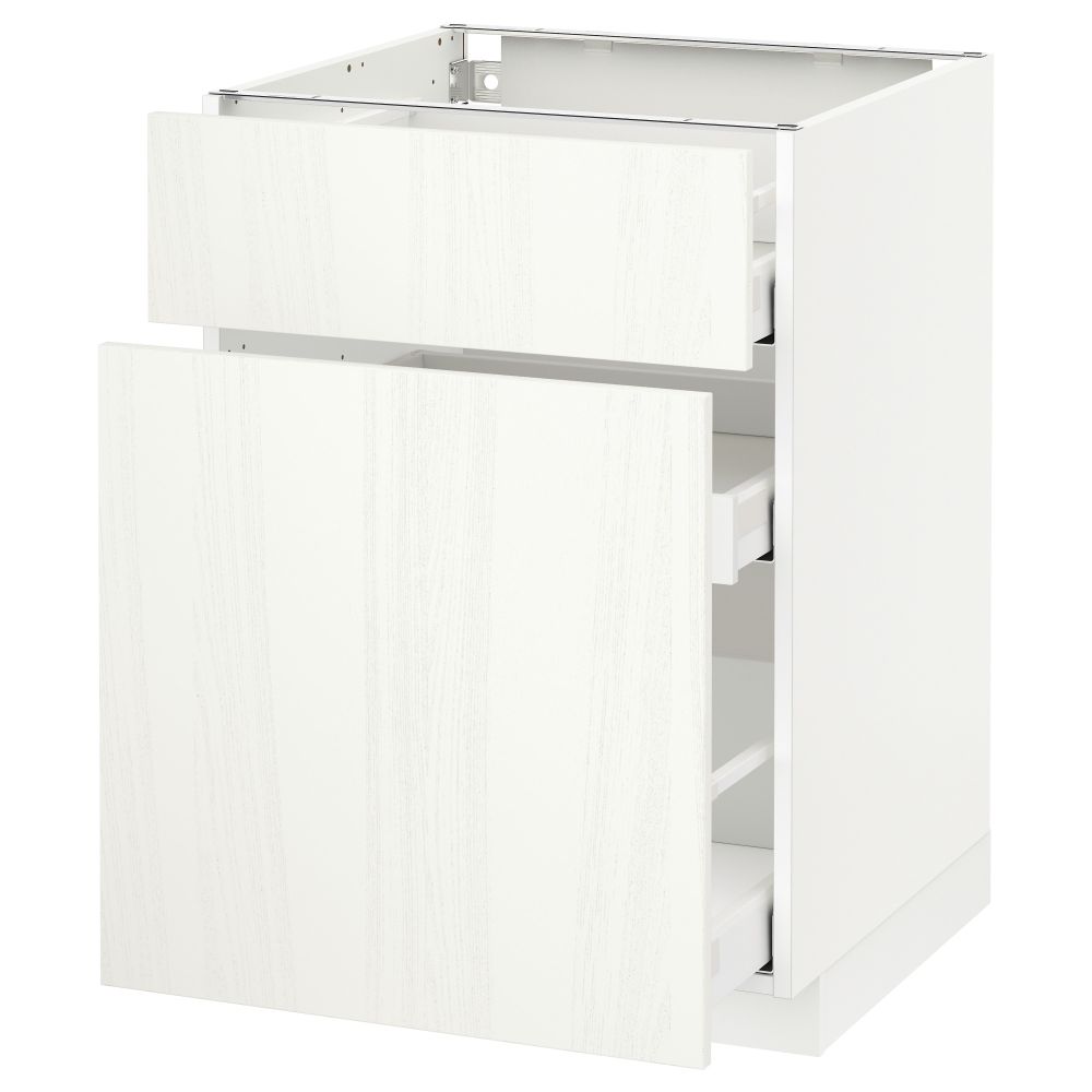 Напольный шкаф, выдвижной секцией, ящик МЕТОД / МАКСИМЕРА, белый, Росдаль белый - схема-чертеж с размерами