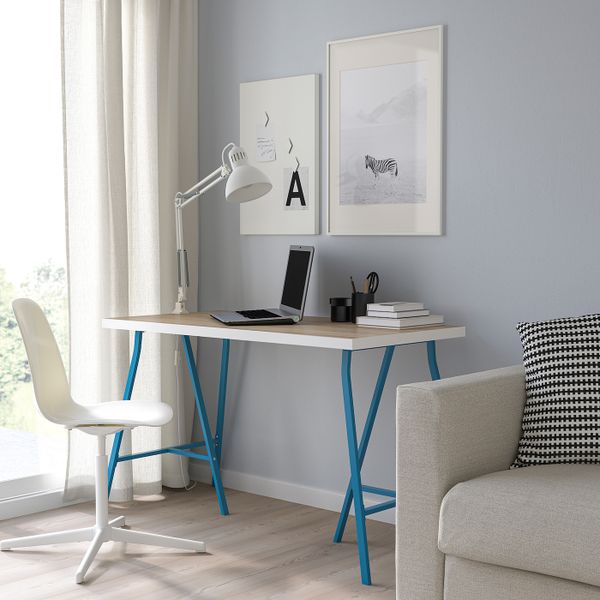 Стол, белый под беленый дуб/синий 120x60 см IKEA LINNMON ЛИННМОН / LERBERG ЛЕРБЕРГ 193.308.21 - схема-чертеж с размерами