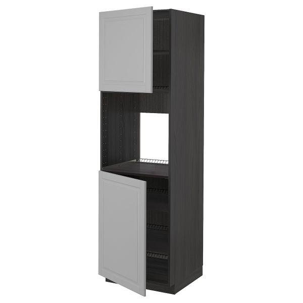 Высокий шкаф для духовки/2дверцы/полки, черный/Будбин темно-зеленый 60x60x200 см IKEA МЕТОД 893.133.66 - схема-чертеж с размерами