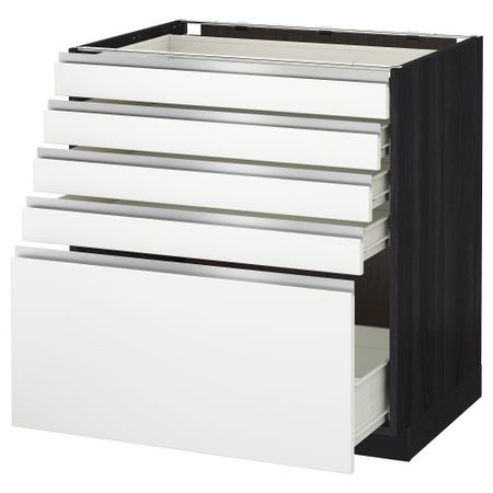 Напольный шкаф с 5 ящиками МЕТОД / ФОРВАРА, черный, Нодста белый