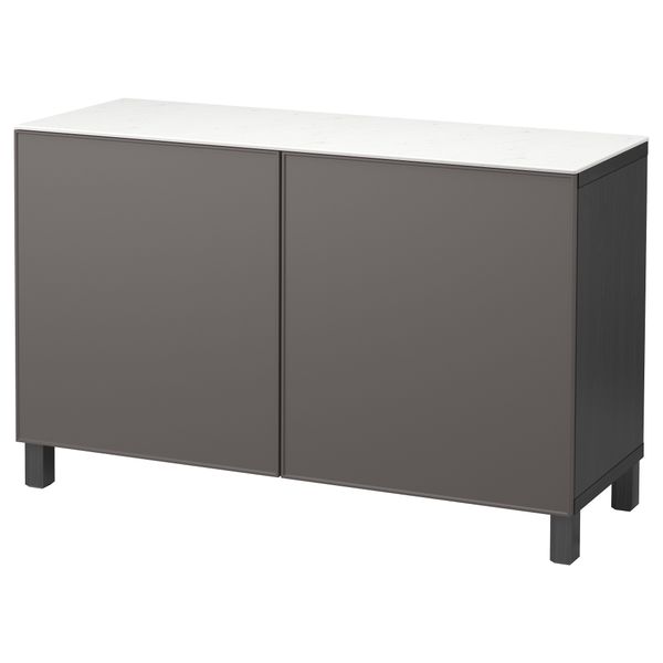 Комбинация для хранения с дверцами БЕСТО, черно-коричневый, Грундсвикен темно-серый (120x42x74 см) - фото 1