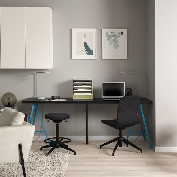 Стол, черно-коричневый/синий 200x60 см IKEA LINNMON ЛИННМОН / LERBERG ЛЕРБЕРГ 793.355.71 - схема-чертеж с размерами