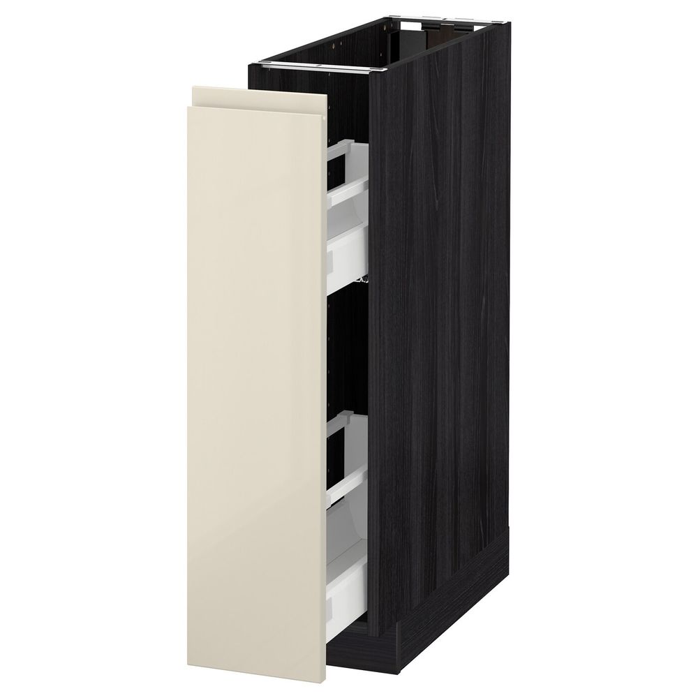 Напольный шкаф, выдвижной внутри элем, черный, Воксторп глянцевый светло-бежевый 20x60 см IKEA МЕТОД 192.240.43 - схема-чертеж с размерами