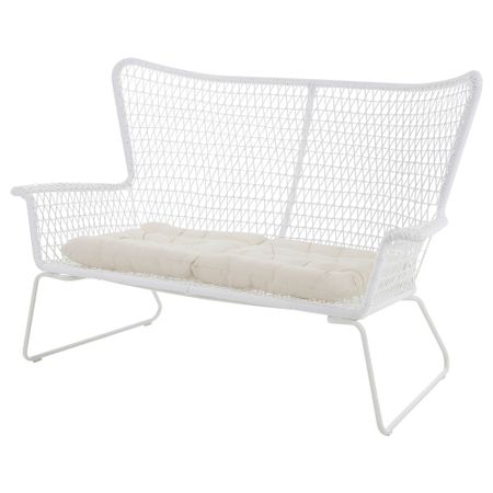 2-местный модульный диван, садовый, белый, Kuddarna бежевый, 146 см IKEA HÖGSTEN ХЭГСТЕН 394.366.09