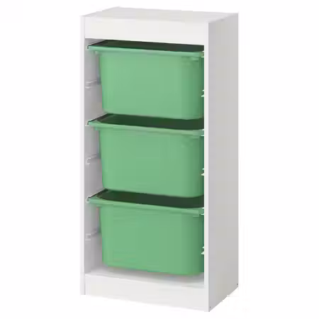 TROFAST Комбинация д/хранения+контейнеры - белый/ярко-зеленый 46x30x94 см