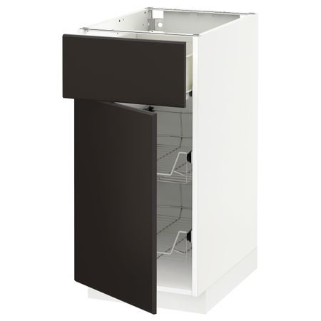 Напольный шкаф с проволочной корзиной/ящ/дверью, белый/Кунгсбакка антрацит 40x60 см IKEA МЕТОД / ФОРВАРА 392.197.19