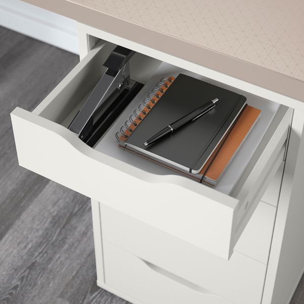 Стол, геометрический бежевый, белый, 120x60 см IKEA ЛИННМОН / АЛЕКС 092.791.49 - фото 2