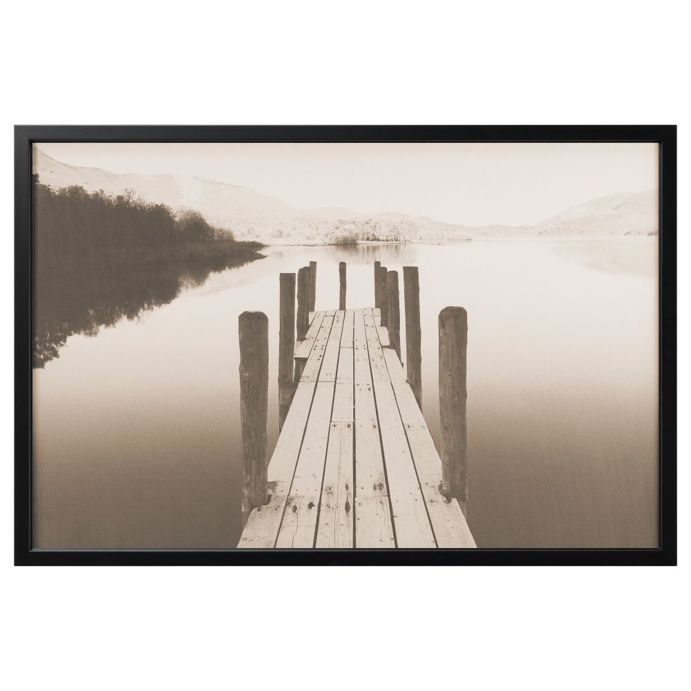 Картина с рамой БЬЁРКСТА, Пристань на рассвете, черный (78x118 см) - фото 1