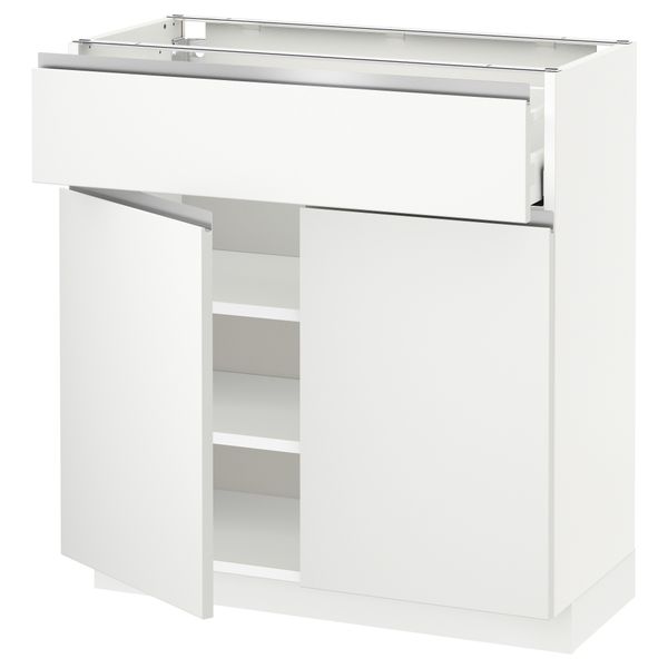 Напольный шкаф + ящик, 2 дверцы МЕТОД / МАКСИМЕРА, белый, Нодста белый - схема-чертеж с размерами