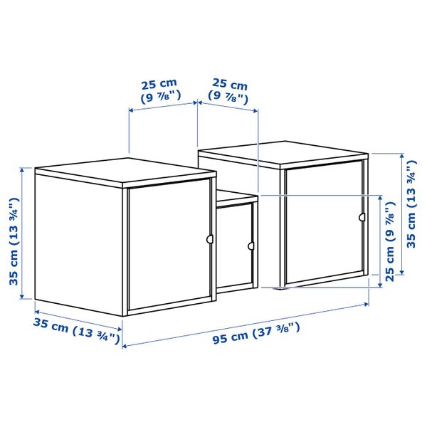 Комбинация для хранения, оранжевый/белый 95x35 см IKEA ЛИКСГУЛЬТ 792.440.38 - схема-чертеж с размерами