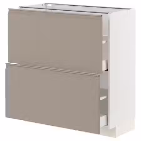 METOD / MAXIMERA Напольный шкаф с 2 ящиками - белый/Upplöv матовый темно-бежевый 80x37 см
