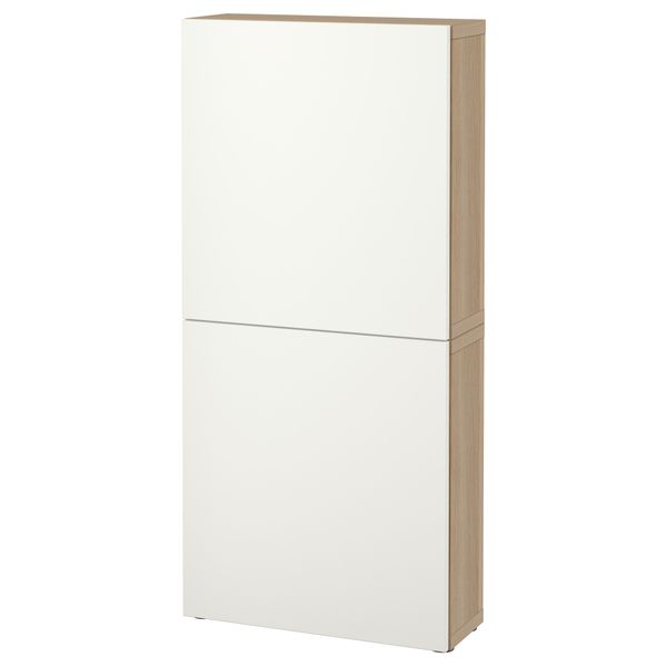 Навесной шкаф с 2 дверями БЕСТО, под беленый дуб, Лаппвикен белый (60x20x128 см) - фото 1