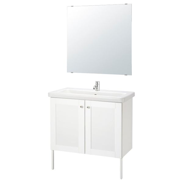 Комплект мебели для ванной,7 предм., Йельсен белый/ПИЛКОН смеситель 84x43x88 см IKEA FISKÅN ФИСКОН / TVÄLLEN ТВЭЛЛЕН 594.360.62 - фото 1