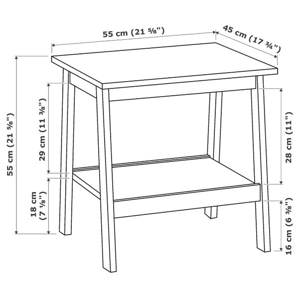 Придиванный столик, белый 55x45 см IKEA LUNNARP ЛУНАРП 303.990.22 - схема-чертеж с размерами