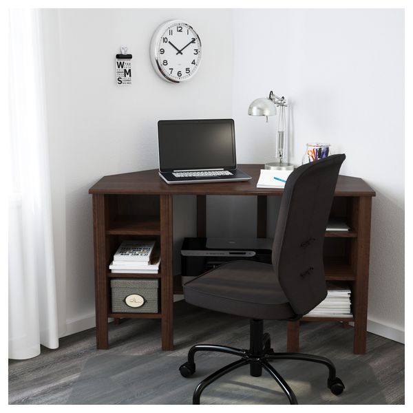 Угловой письменный стол БРУСАЛИ, коричневый (120x73 см) - фото 3