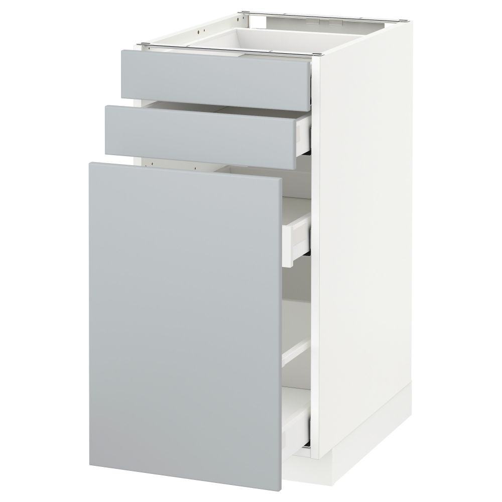 Напольный шкаф с выдвижными модулями, 2 фронтальные панели МЕТОД / МАКСИМЕРА, белый, Веддинге серый - схема-чертеж с размерами