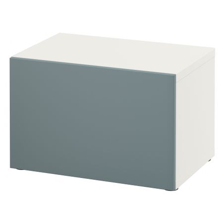 Стеллаж с дверью БЕСТО, белый, Вальвикен серо-бирюзовый (60x40x38 см)