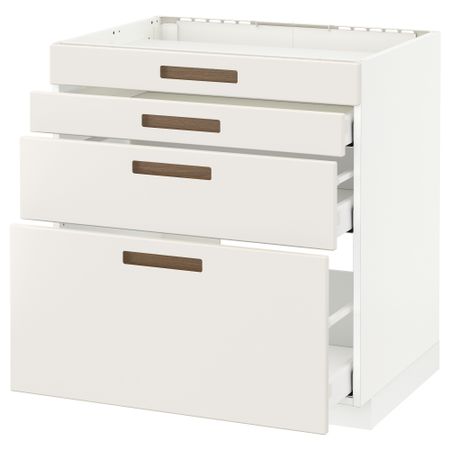 Напольный шкаф для духовки, 4фасада, 3 ящика МЕТОД / МАКСИМЕРА, белый, Мэрста белый