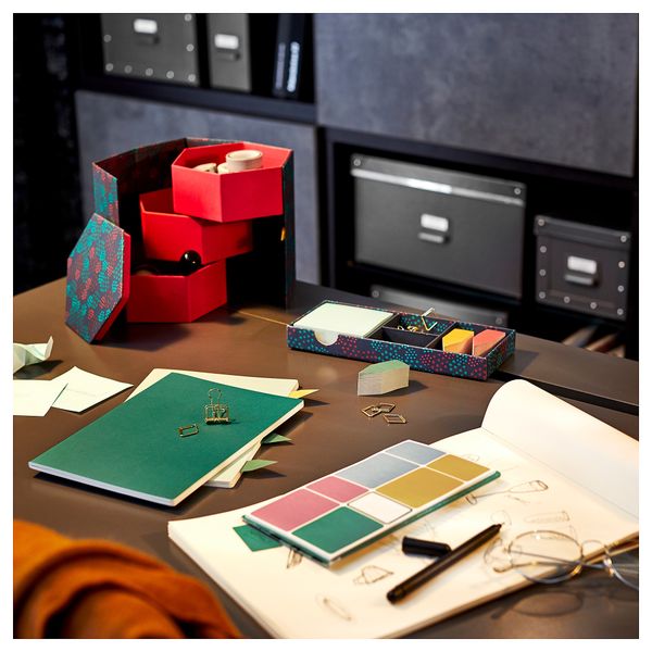 Декоративная коробка АНИЛИНАРЕ, красный, зеленый (14x16 см) - схема-чертеж с размерами